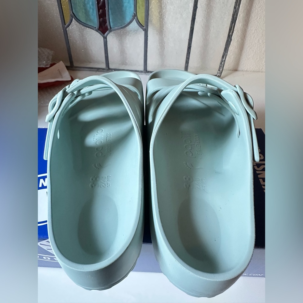 Birkenstock Florida Flex Platform Triple Strap Sandals Surf Green Size 38 (7.5) - Picture 8 of 14